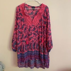 pink and blue paisley dress